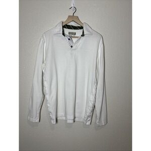 The Territory Ahead Polo Shirt Mens White Embroidered Long Sleeve Size Med